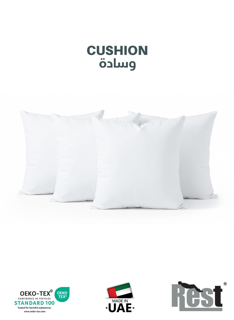 REST Bedding Throw Pillows Insert Cushion Filler Outer Cover Microfiber Filling 500 grams Ultra Soft Fiber Size 50x50cm , 20x20inch Cushion Inserts Home Decor  White (Pack of 4) - Image 1